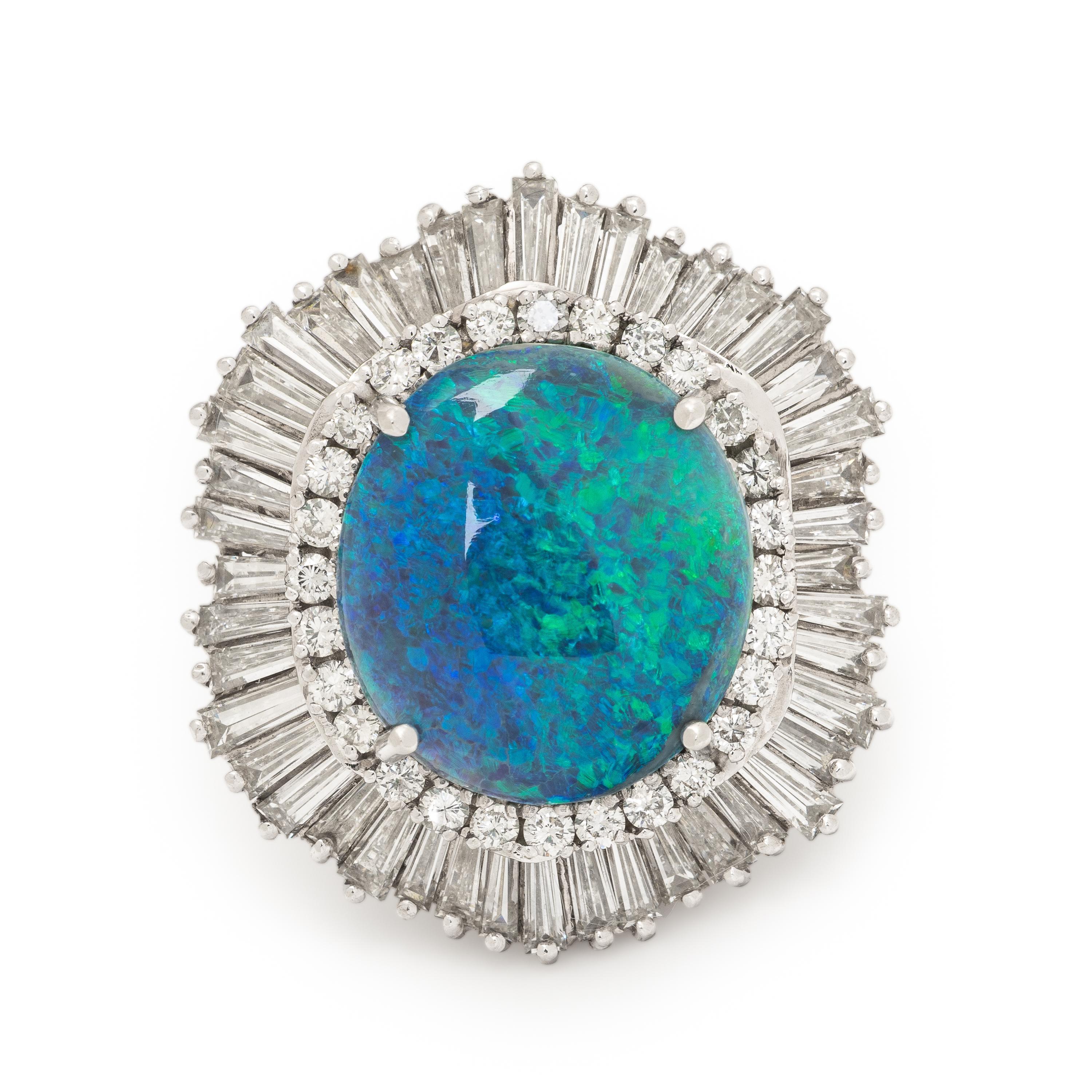 Opal and Diamond Pendant Ring