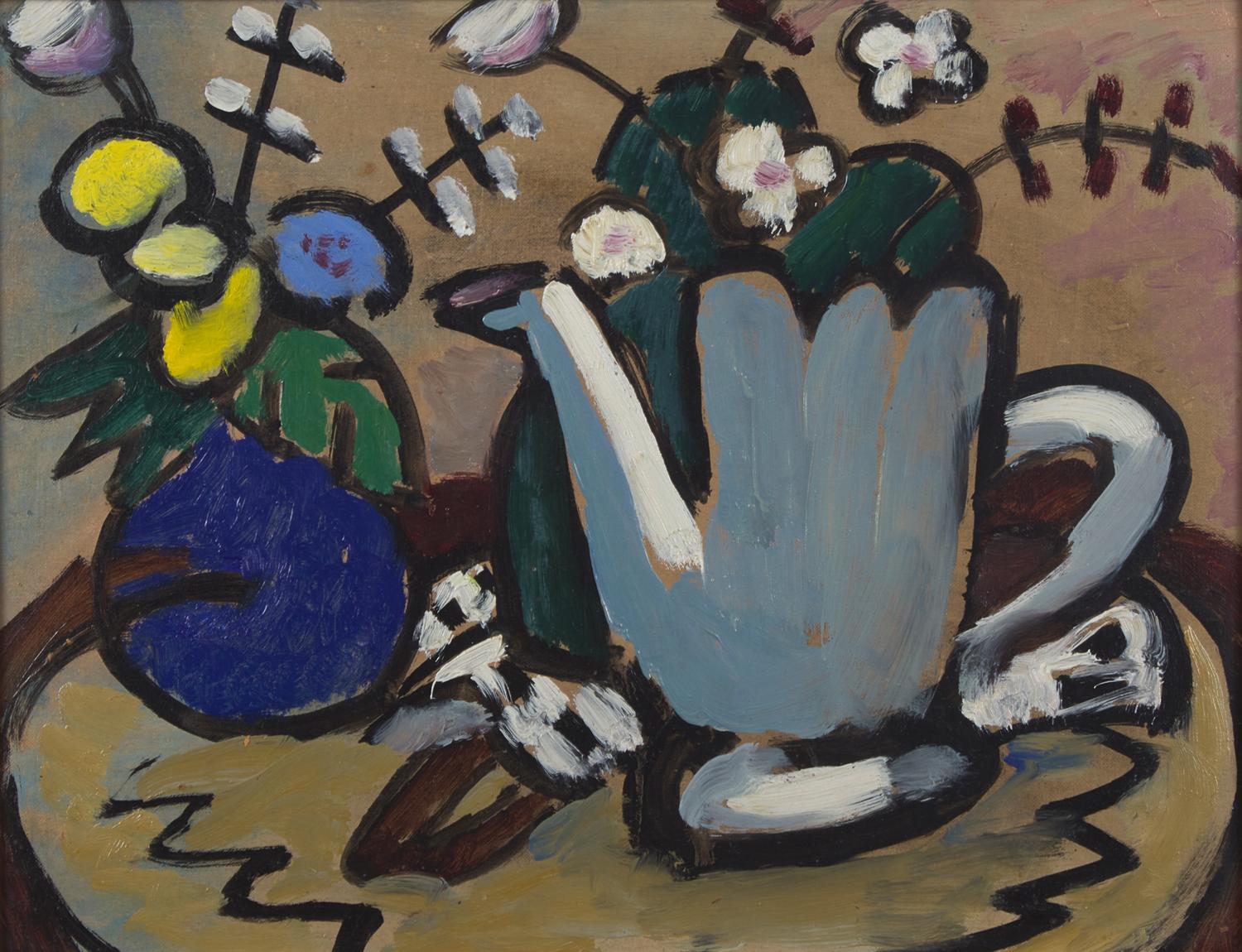 Gabriele Münter (German, 1877-1962) — Stilleben mit grauer Teekanne ( Still Life with Gray Teakettle ) , 1935