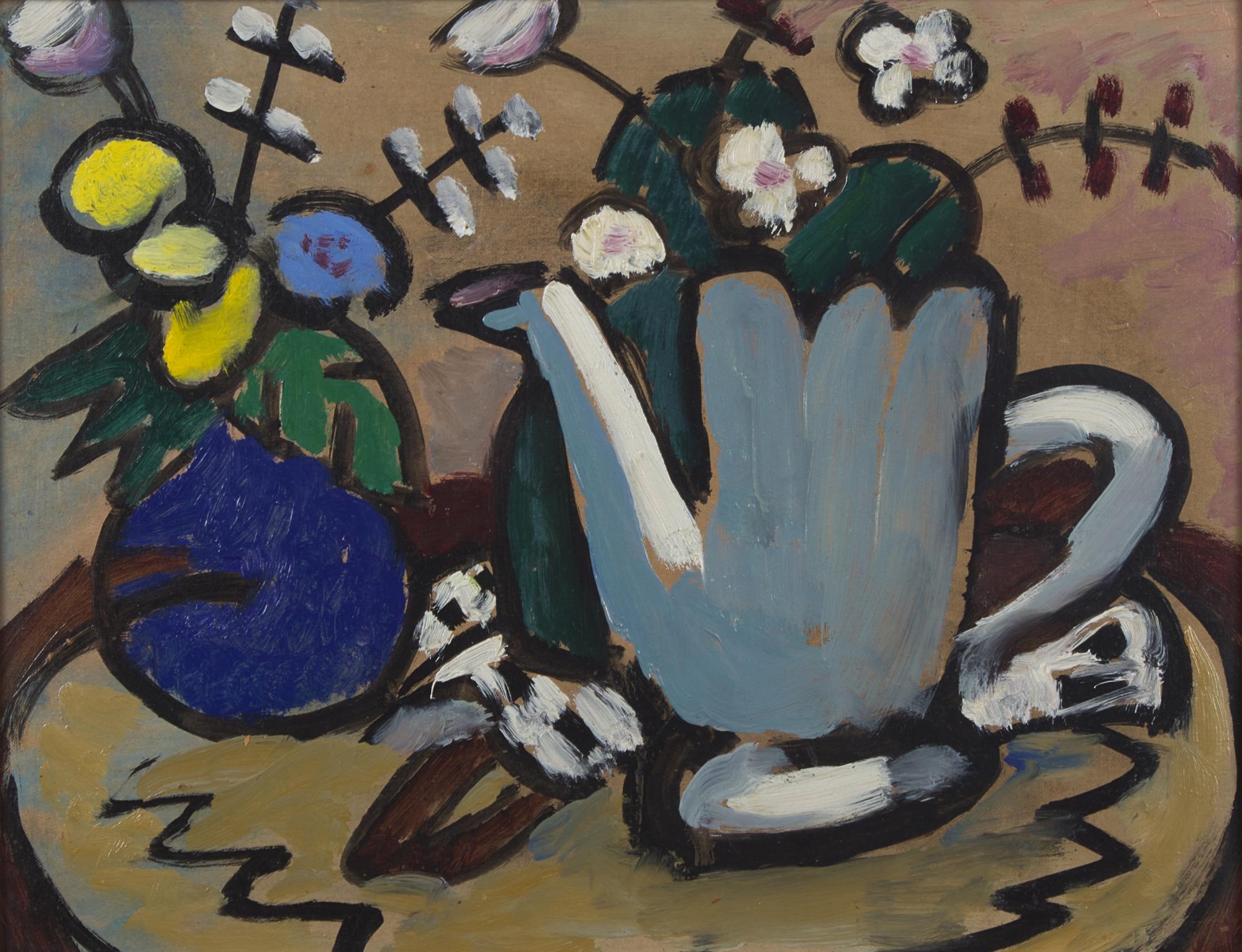 Gabriele Münter (German, 1877-1962) — Stilleben mit grauer Teekanne ( Still Life with Gray Teakettle ) , 1935