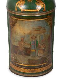 A Painted Green Tole Oversize Tea Canister — 18TH/19TH CENTURY
