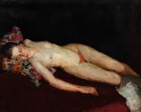 Tunis Ponsen, (American, 1891-1968), Female Nude in Repose, c. 1920