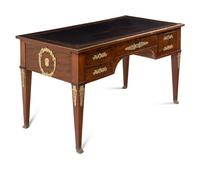 An Empire Style Gilt Metal Mounted Mahogany Bureau Plat and an Associated Armchair