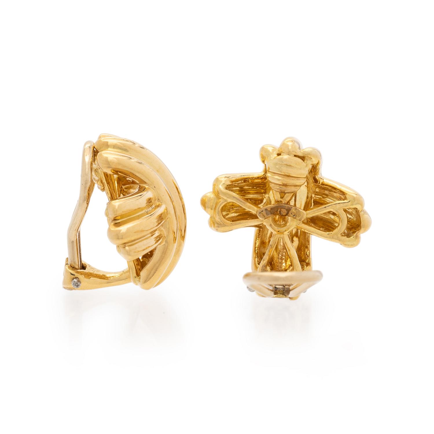 TIFFANY & CO., YELLOW GOLD 'X' EARRINGS