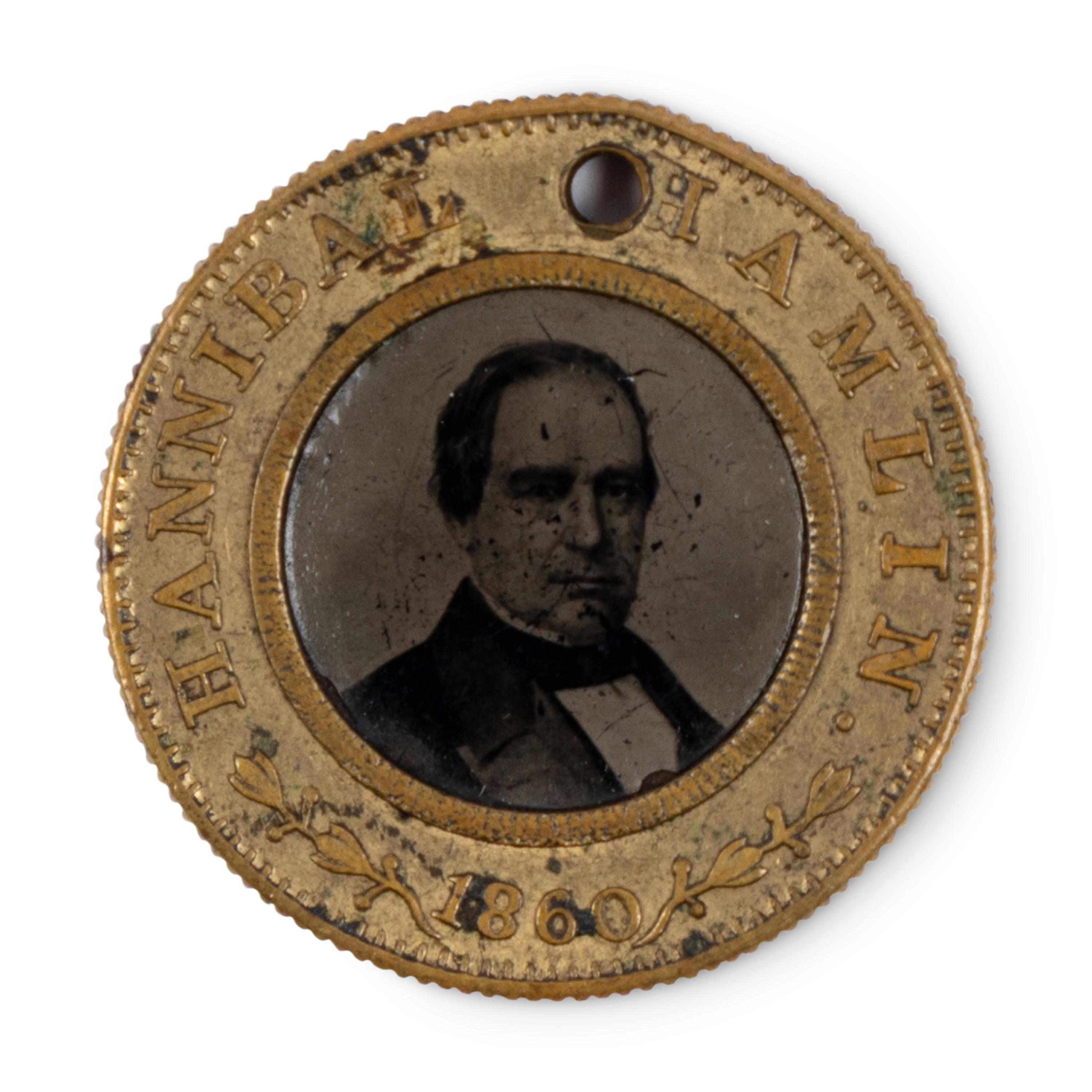 [LINCOLN-HAMLIN CAMPAIGN]. Lincoln and Hamlin 1860 campaign ferrotype token.