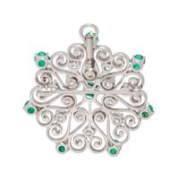 EMERALD AND DIAMOND PENDANT/BROOCH