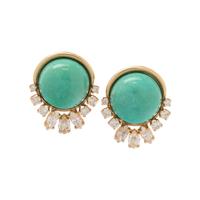 TURQUOISE AND DIAMOND EARCLIPS