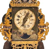 A Frisian Gilt and Polychrome Decorated 'Stoelklok'