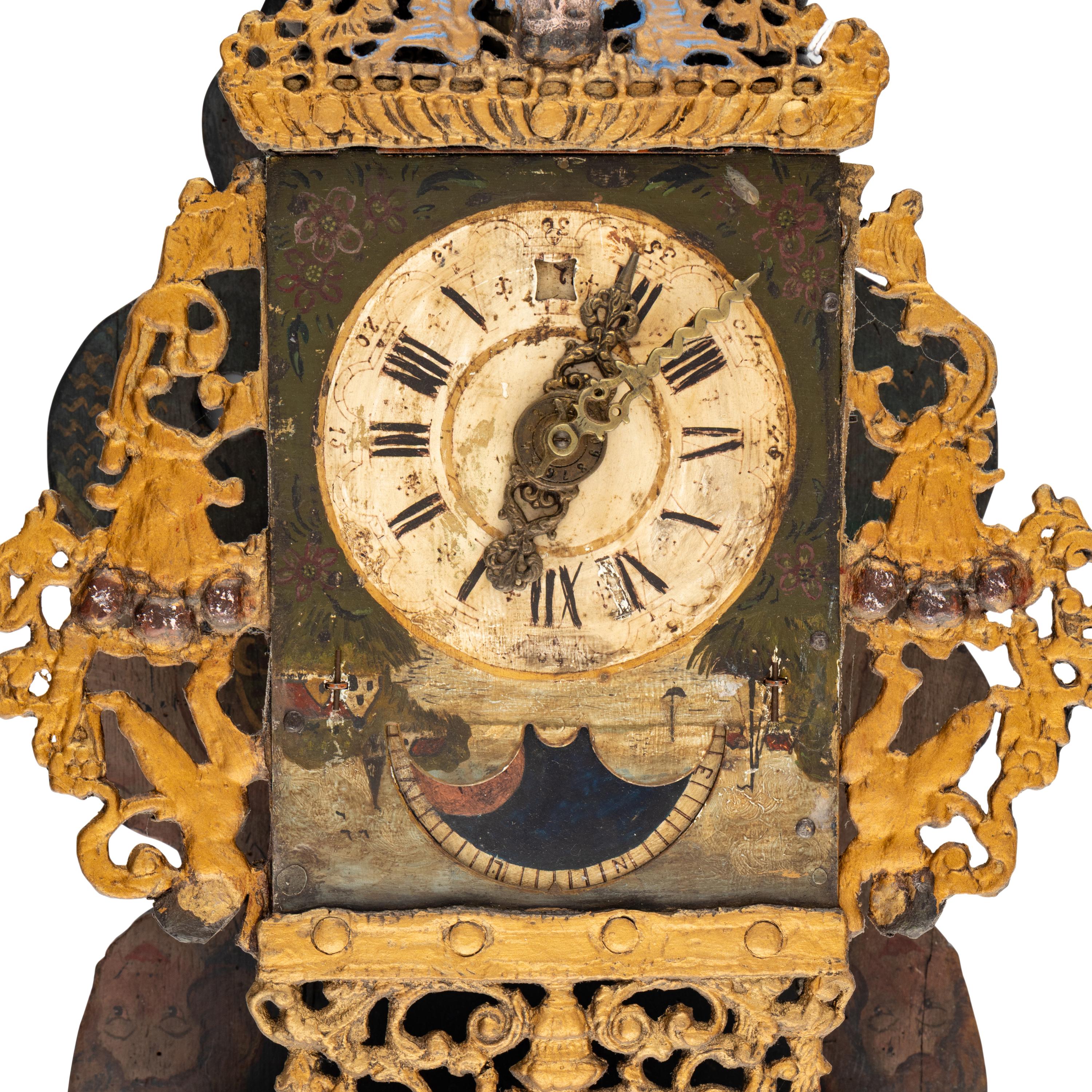 A Frisian Gilt and Polychrome Decorated 'Stoelklok'