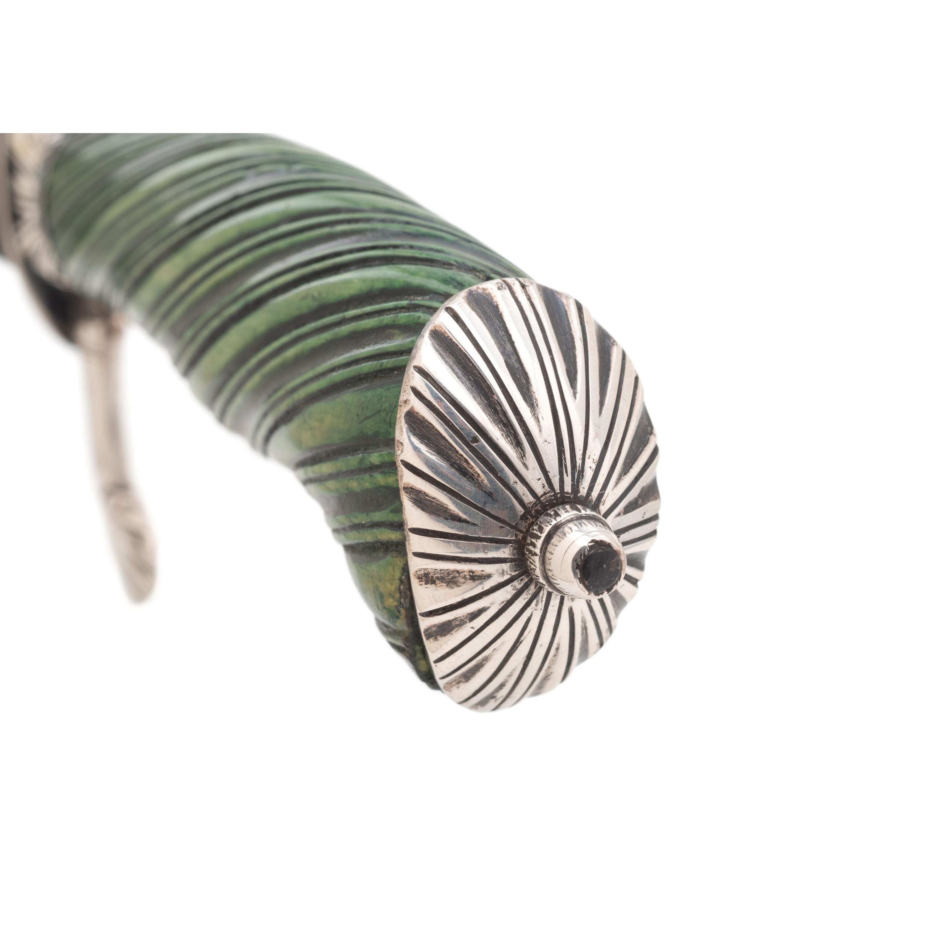 18th Century Silver Mounted Cuttoe with Green Dyed Spiral Grip
