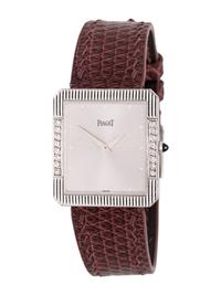 PIAGET, 18K WHITE GOLD AND DIAMOND 'PROTOCOLE' WATCH WITH PIAGET BUCKLE