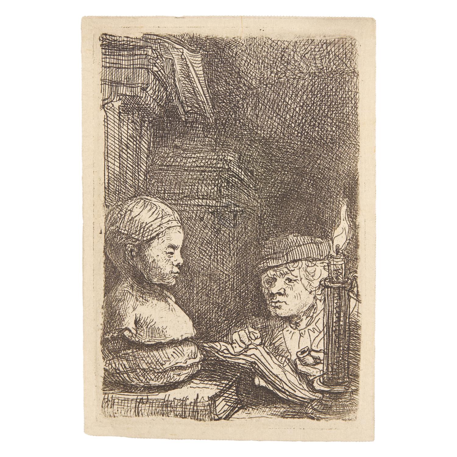 Rembrandt van Rijn (Dutch, 1606–1669) — Man Drawing from a Cast , 1641