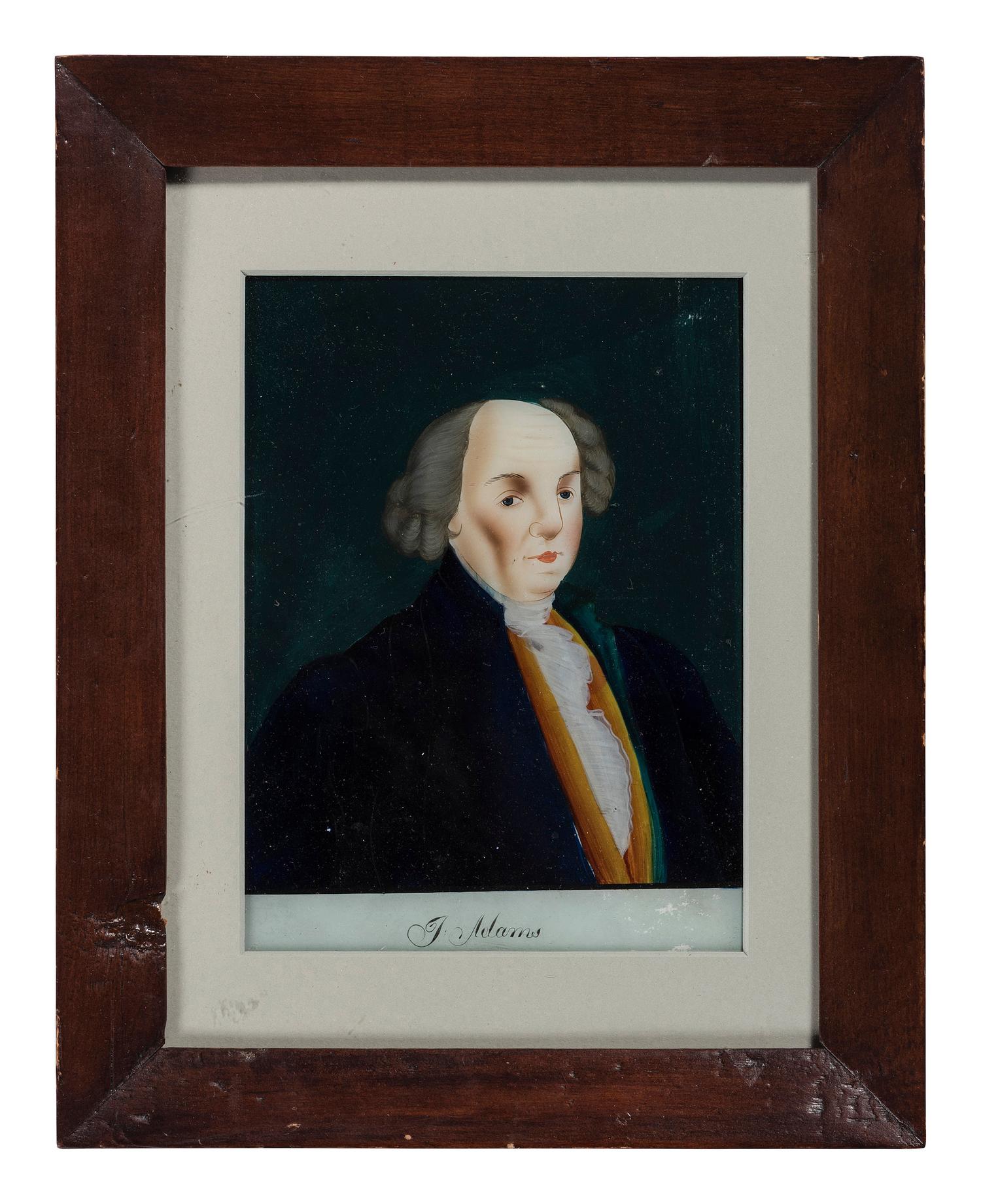 A Chinese Export Reverse Painted Portrait of John Adams