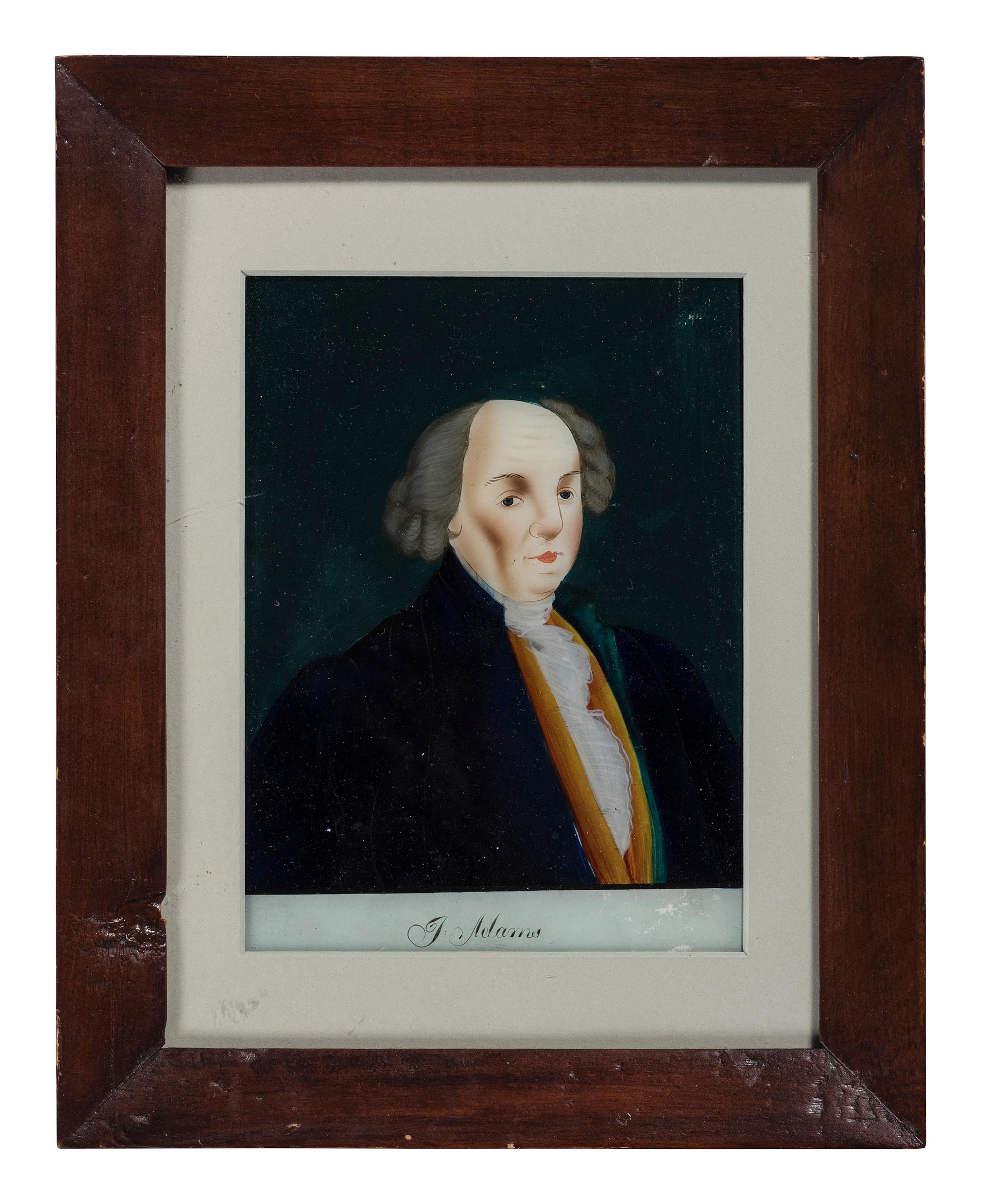 A Chinese Export Reverse Painted Portrait of John Adams