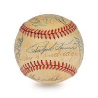 A Vintage Hall of Fame and Alumni Autograph Baseball - 21 Signatures Including Mickey Mantle (Beckett Authentication Services Letter),