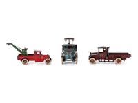 Three Arcade Painted Cast Iron Toy Trucks