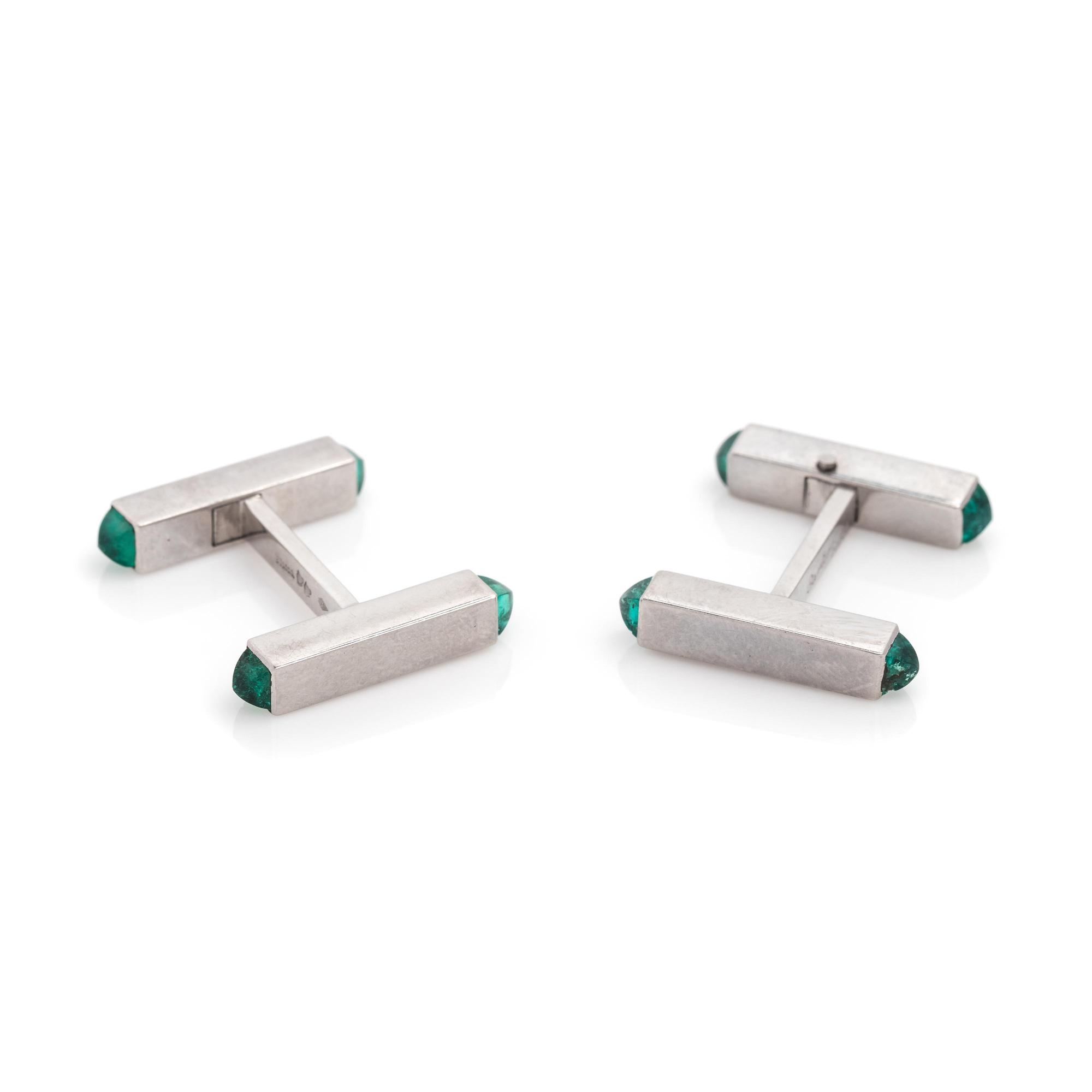 Cartier, Platinum and Emerald Cufflinks