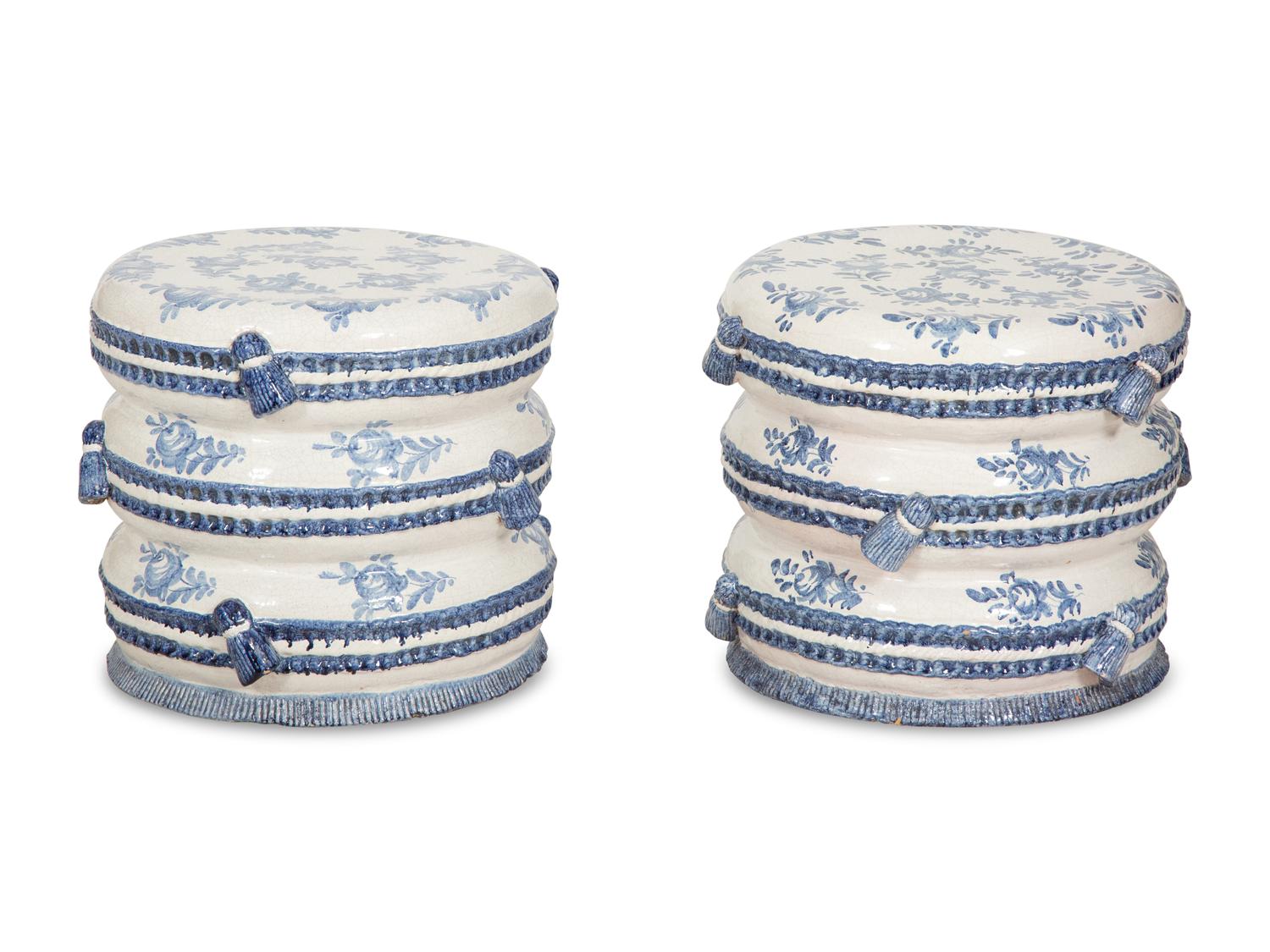 A Pair of Italian Ceramic Garden Seats