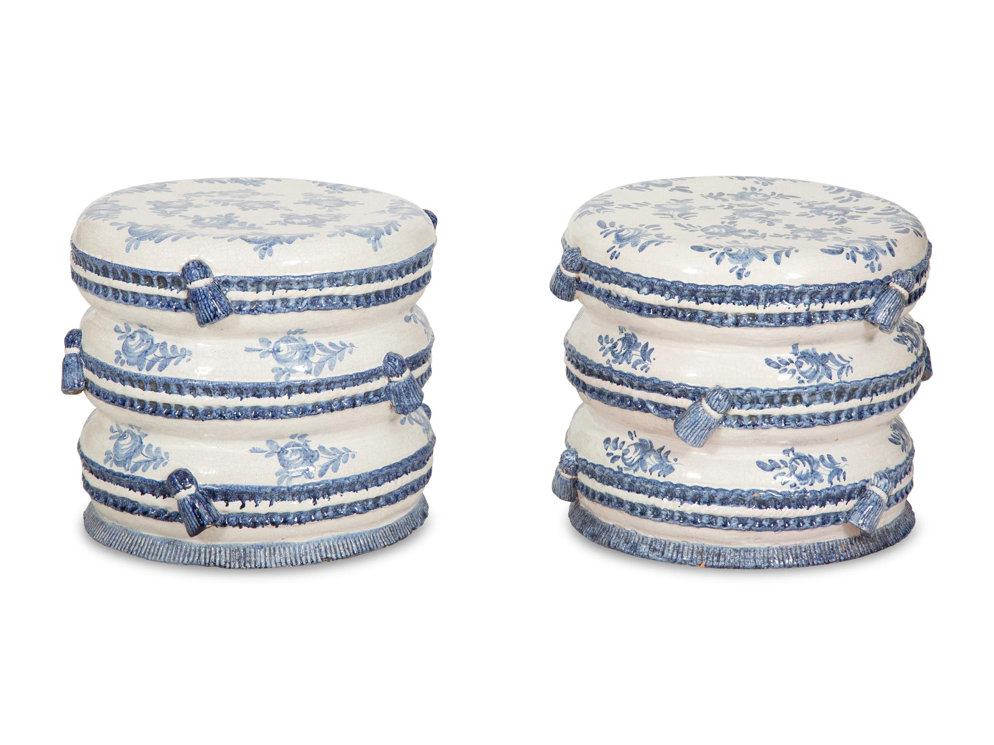 A Pair of Italian Ceramic Garden Seats