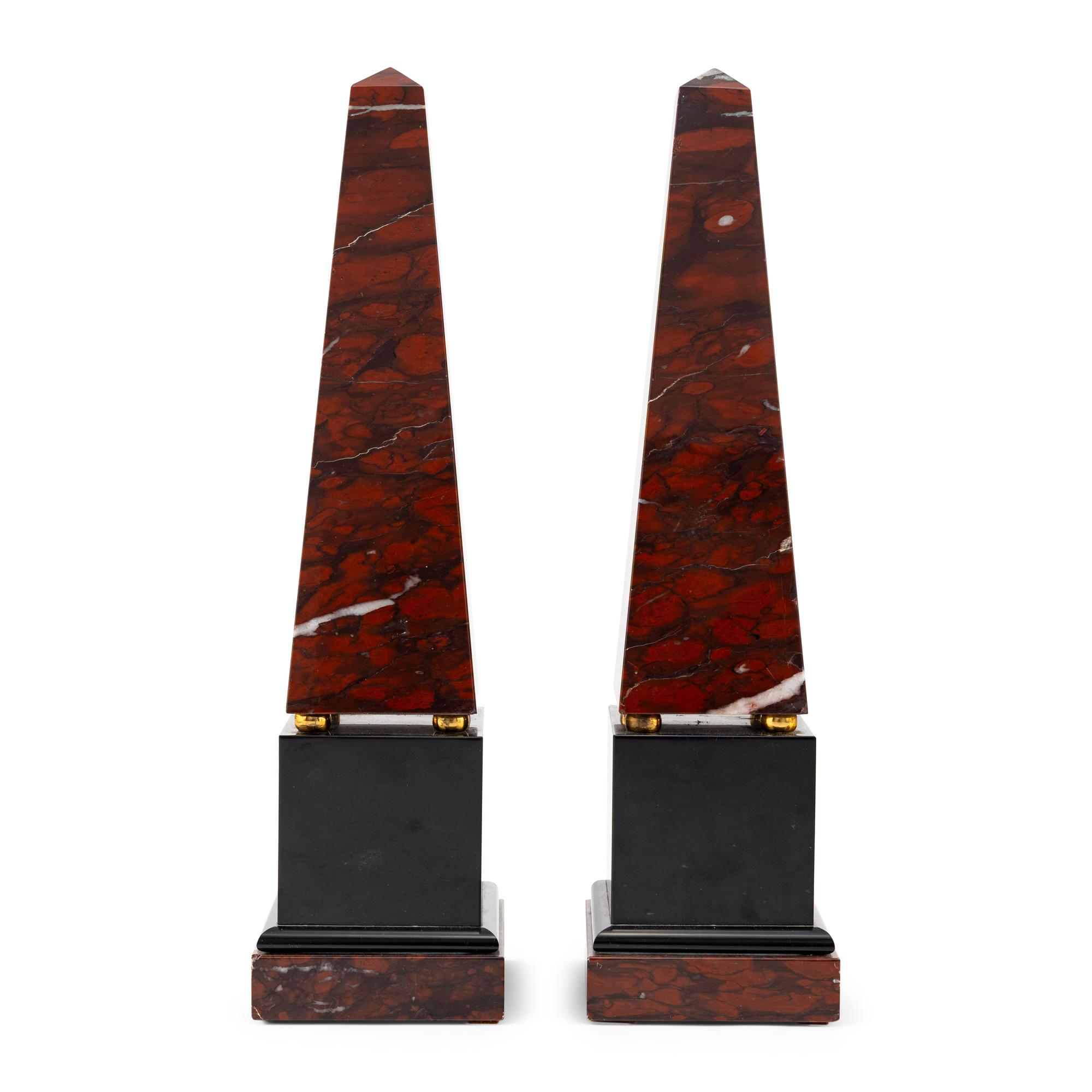 A Pair of French Marble Obelisks