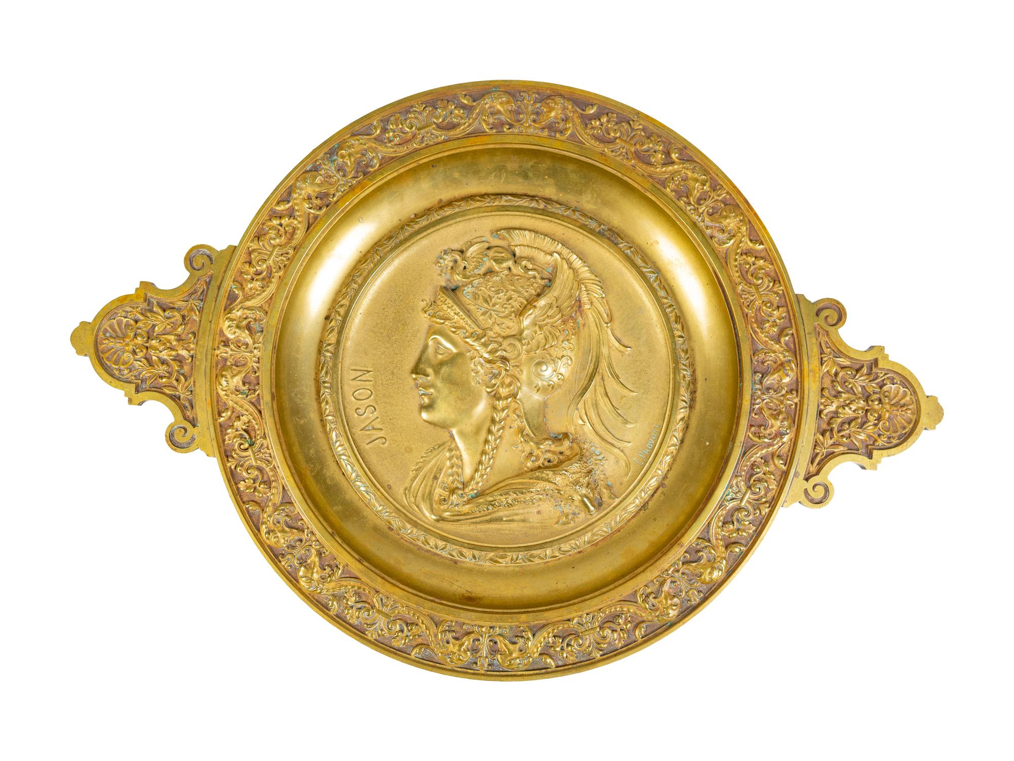 A Gilt Bronze Tazza with the Profile of Jason by E. Provost (French, 19th Century)