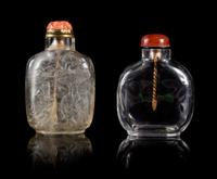 Two Rock Crystal Snuff Bottles Height of larger 3 3/8 inches.