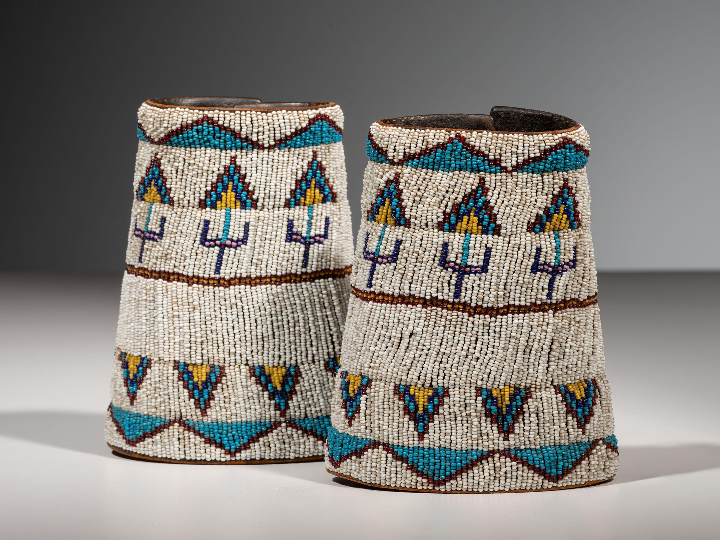 Northern Plains Beaded Leather Cuffs