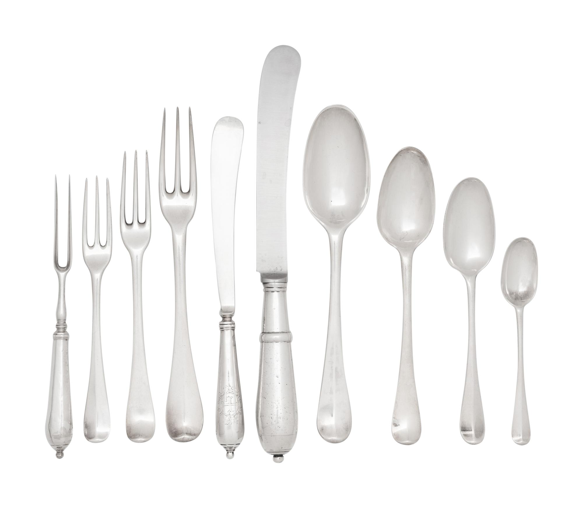 An English Silver Flatware Service