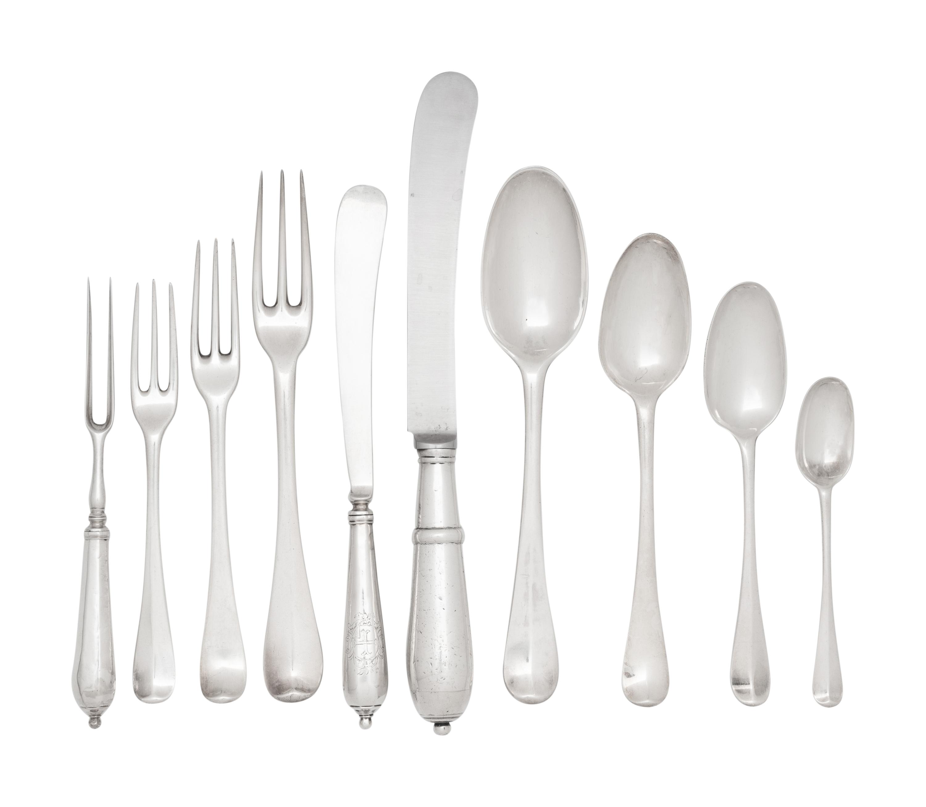 An English Silver Flatware Service