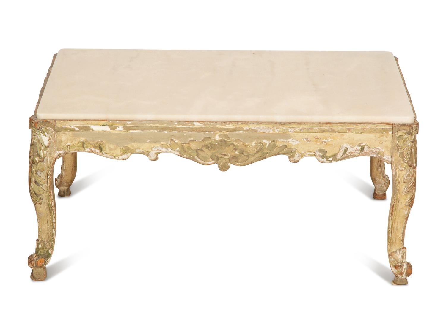 A Louis XV Style Painted Marble Top Low Table — 19th Century
