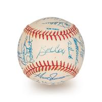 A 1991 Atlanta Braves National League Champions Team Signed Autograph Baseball With 28 Signatures (Beckett Authentication Services Letter BAS Certified),