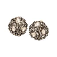 Diamond and Silver-Topped Gold Earrings