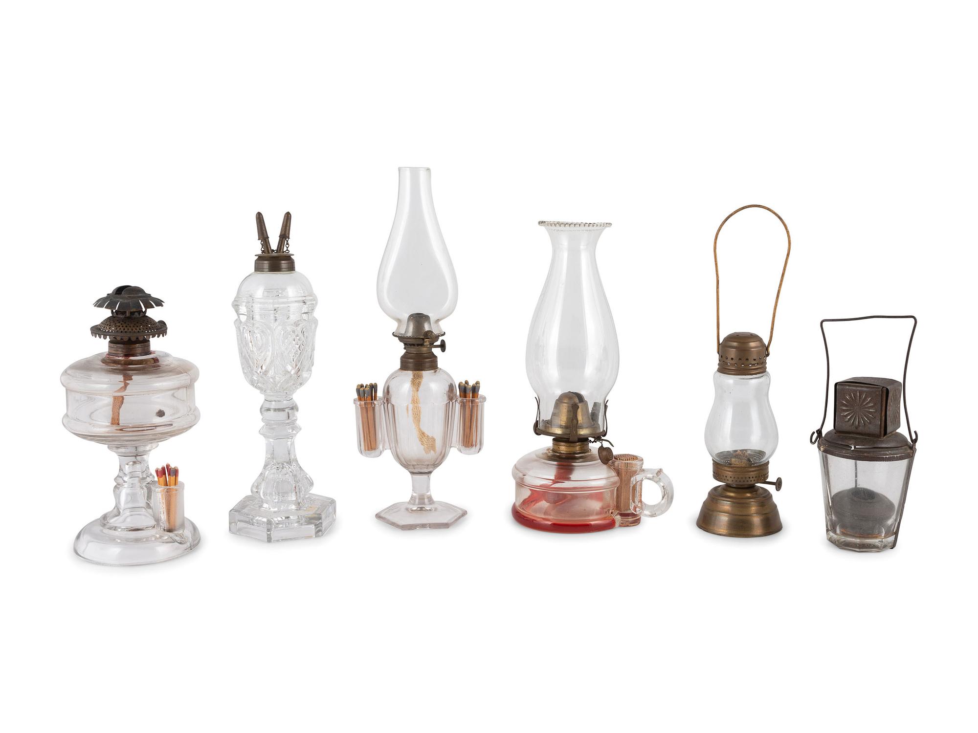 A Group of Six Oil Lamps and Lanterns