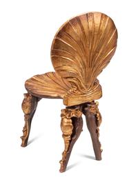 A Pair of Italian Grotto Giltwood Side Chairs