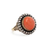 CORAL AND DIAMOND RING