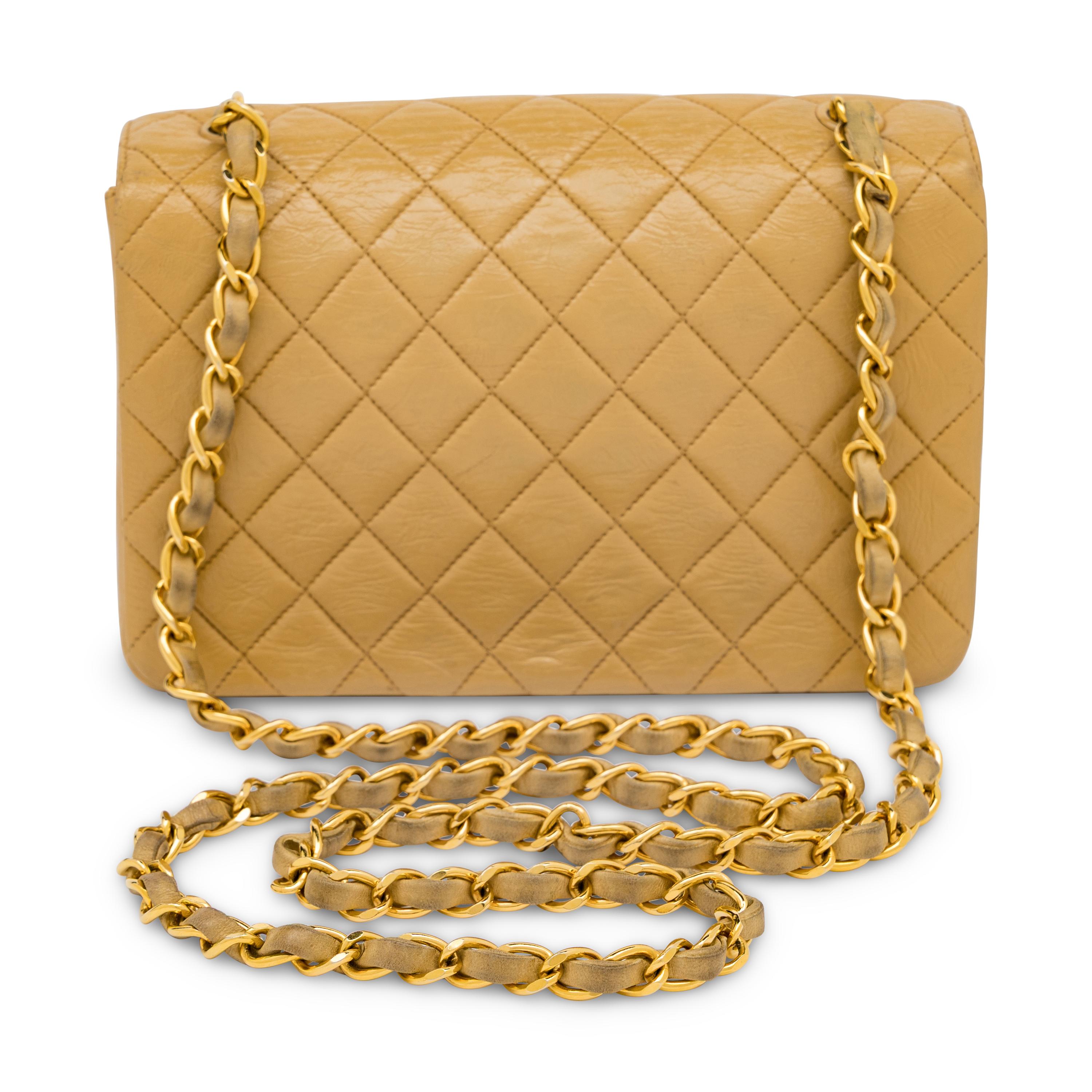 Chanel, Tan Mini Square Flap Bag