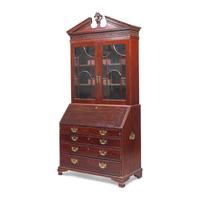 A George III Mahogany and Satinwood Secretary Bookcase