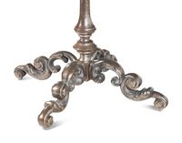 A French Steel and Fossilized Marble Center Table