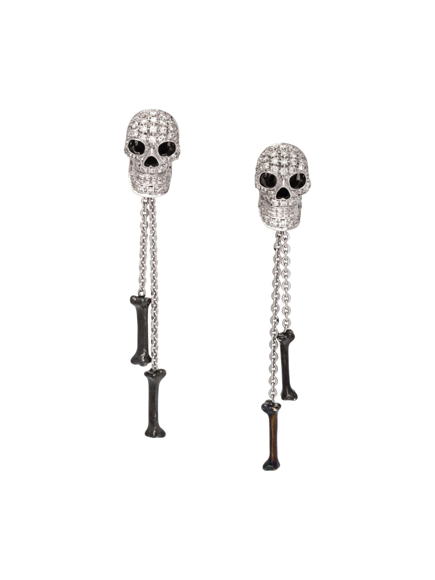 THEO FENNELL, DIAMOND SKULL EARRINGS