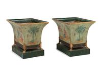 A Pair of Chinoiserie Decorated Tôle Jardinières