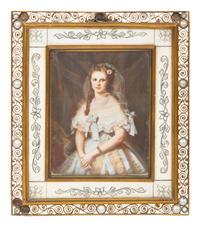 A Group of Three Gilt Metal Framed Portrait Miniatures on Porcelain