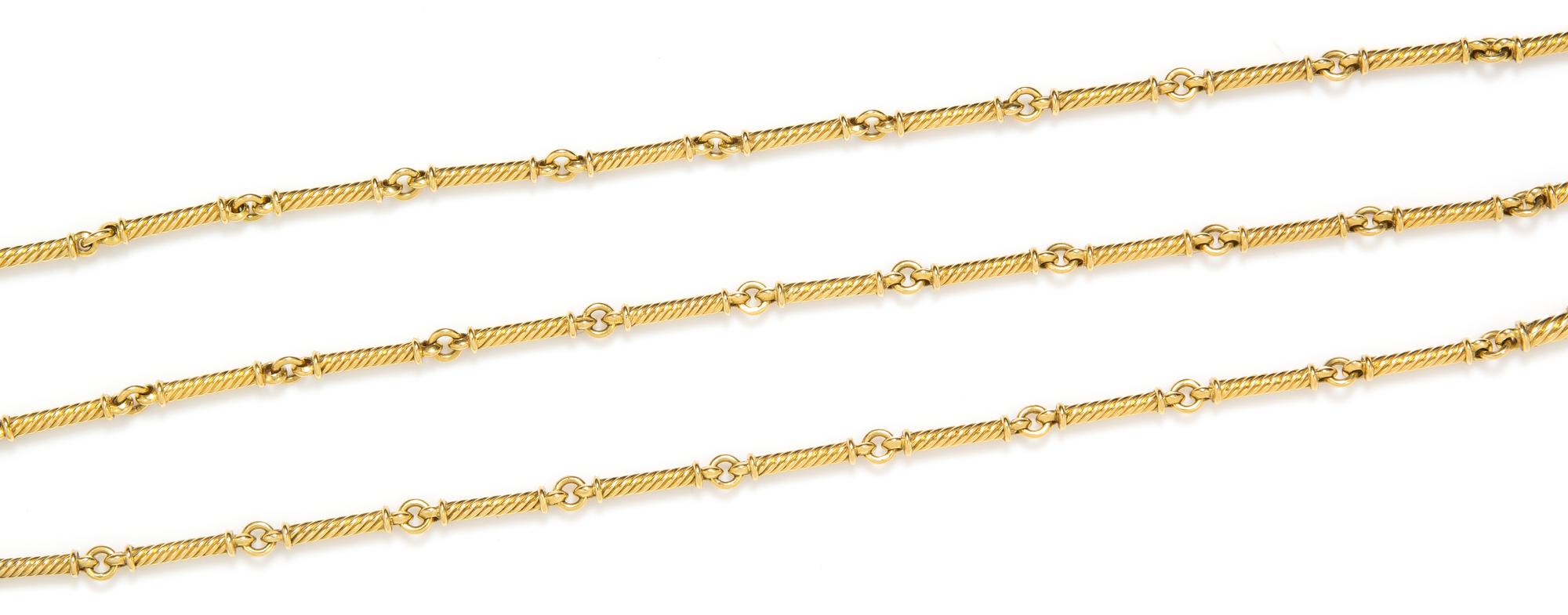 An 18 Karat Yellow Gold Bar Link Longchain, Italian, 50.80 dwts.