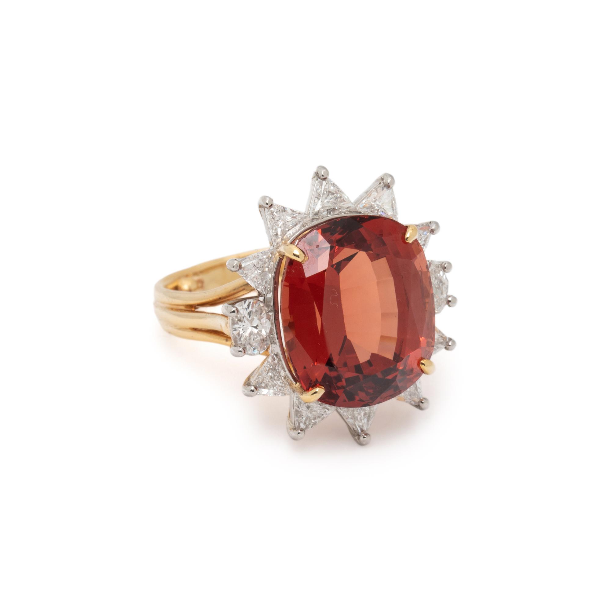 SPESSARTITE GARNET AND DIAMOND RING