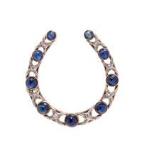 SAPPHIRE AND DIAMOND HORSESHOE BROOCH