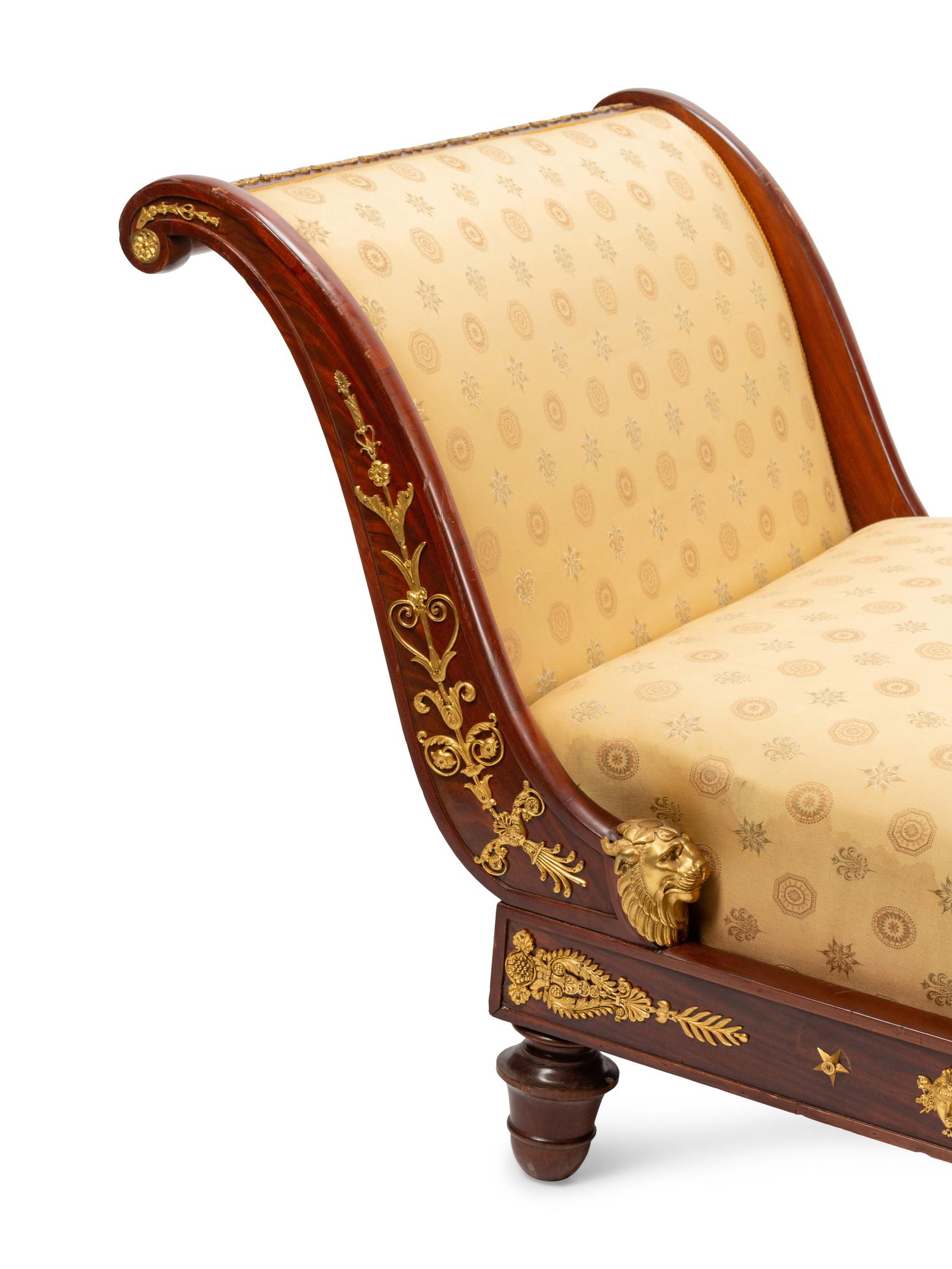 An Empire Style Gilt Bronze Mounted Mahogany Daybed