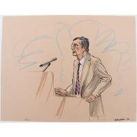 Joan Andrew, Washington Post and CNN Sketch Artist, 16 Original Sketches Documenting the 1980 Trial of Felt "Deep Throat" and Miller, Incl. Former President Nixon