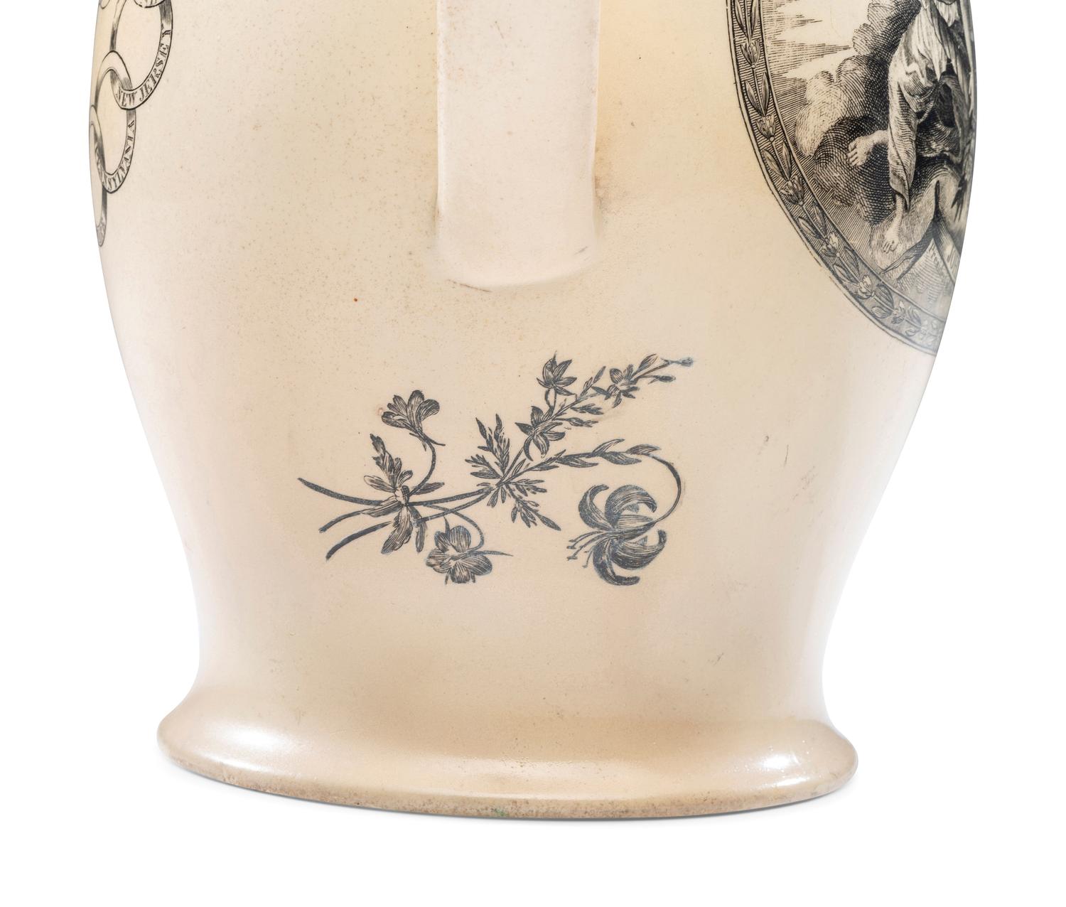 A Rare Liverpool Transfer-Printed Creamware 'John Adams' Pitcher