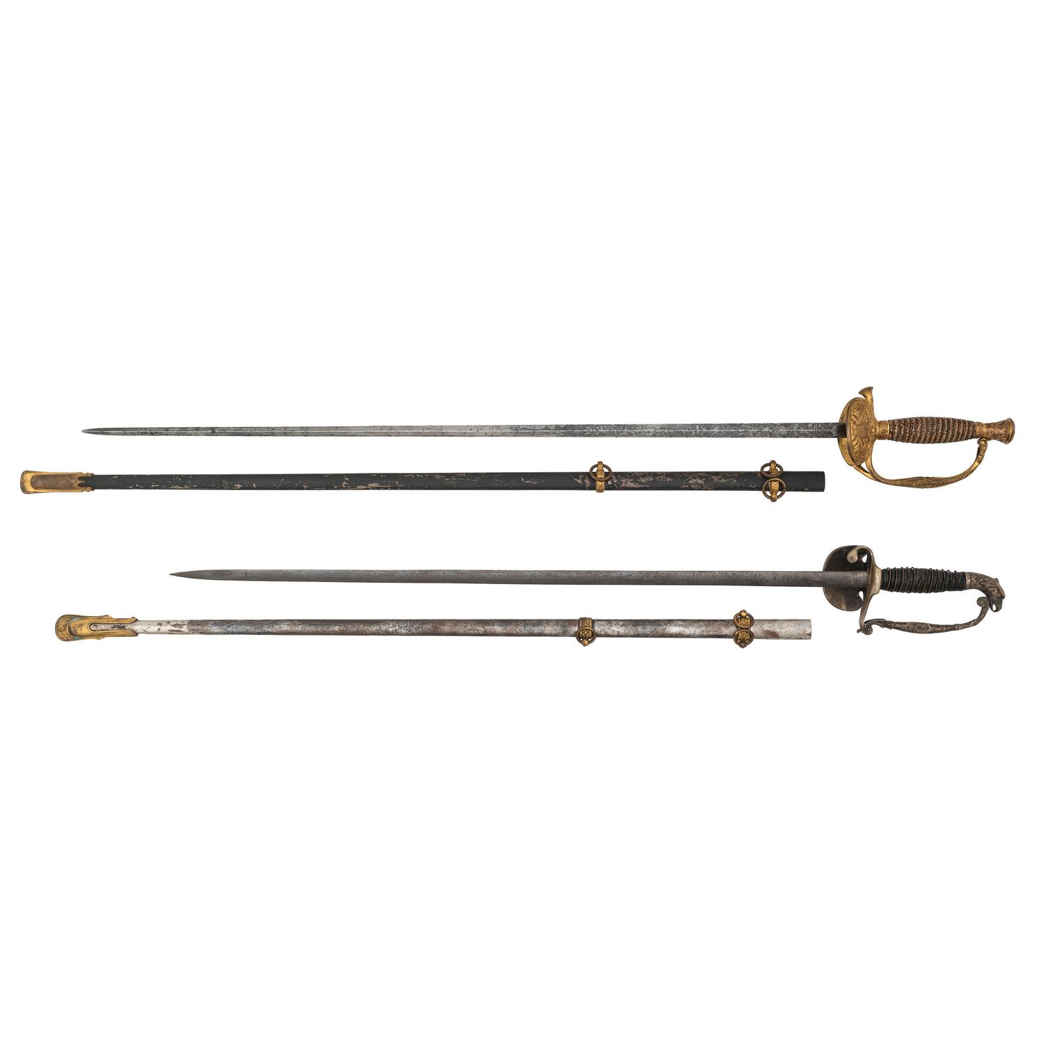 Lot of Two Post-Civil War US Staff and Field Officers Swords
