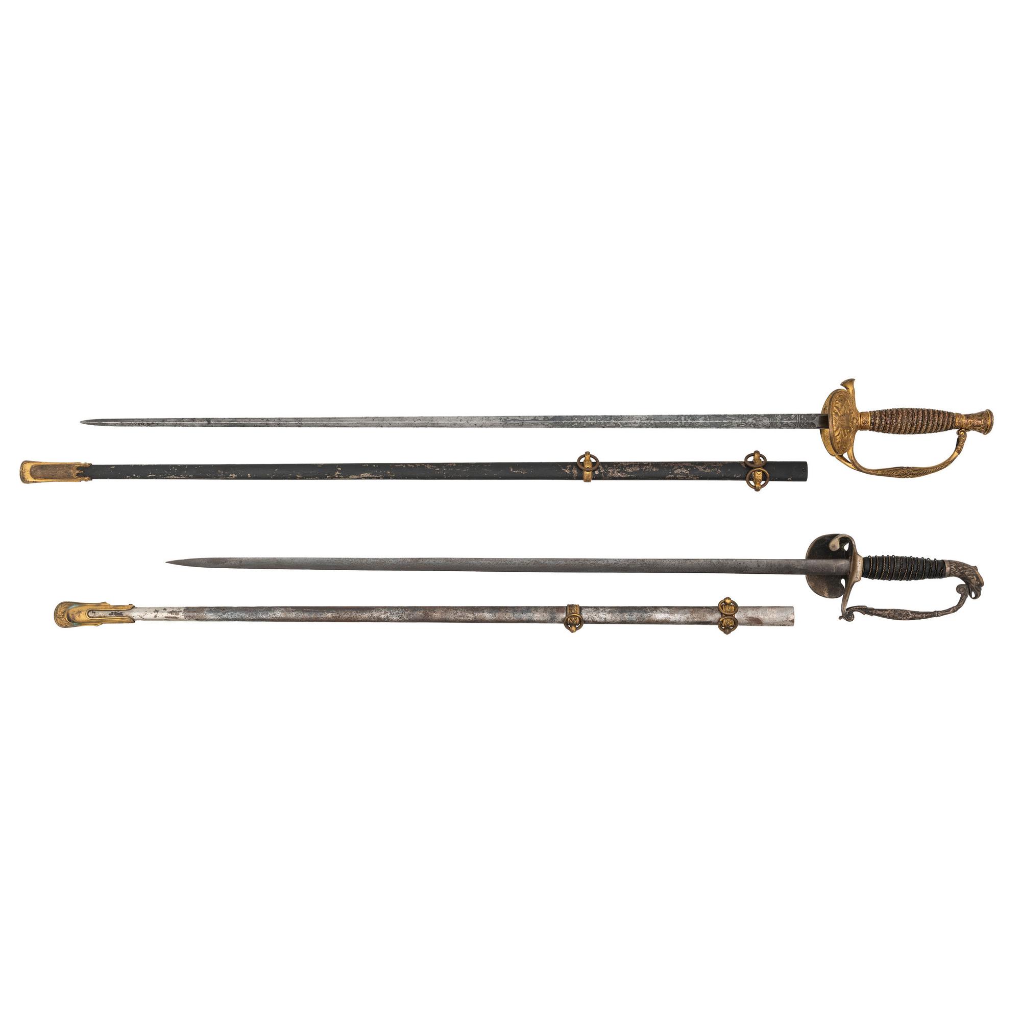 Lot of Two Post-Civil War US Staff and Field Officers Swords