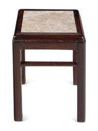 A Chinese Hardwood Marble-Inset Side Table
