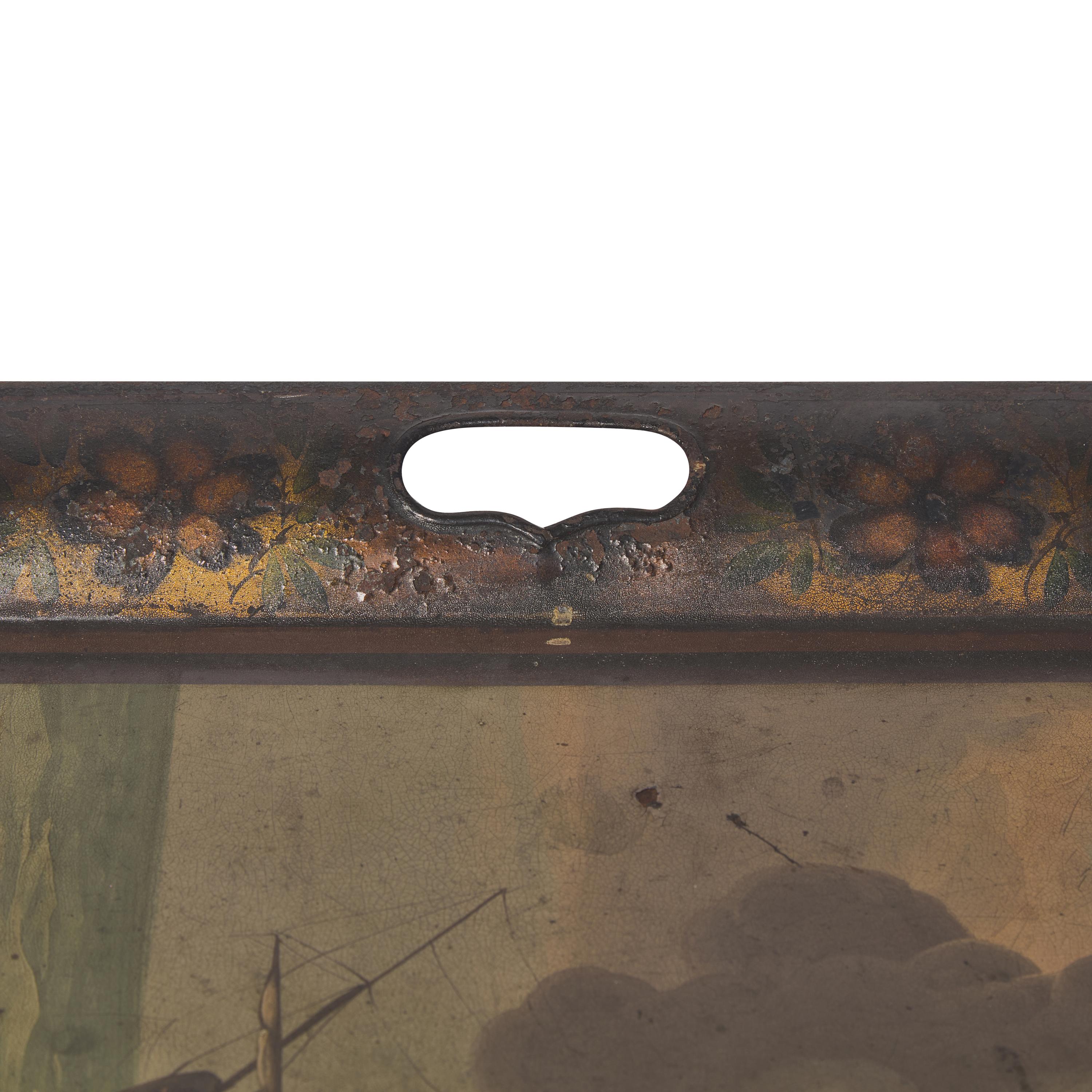 A Tole-Decorated Tray Depicting the Battle of the USS United States and HMS Macedonian
